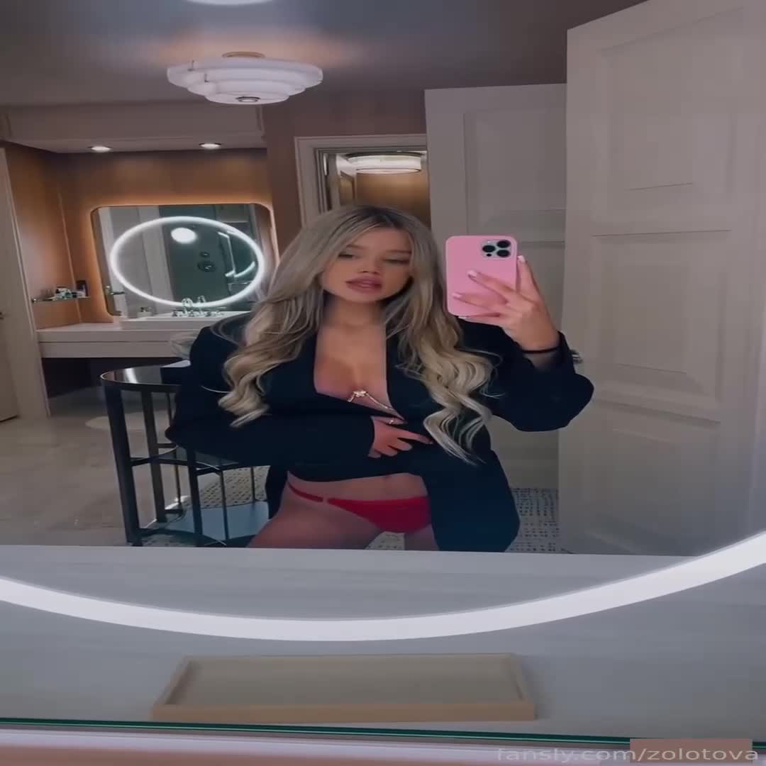Veronica Zolotova — Black Blazer, Pink Lingerie In Bathroom thumbnail