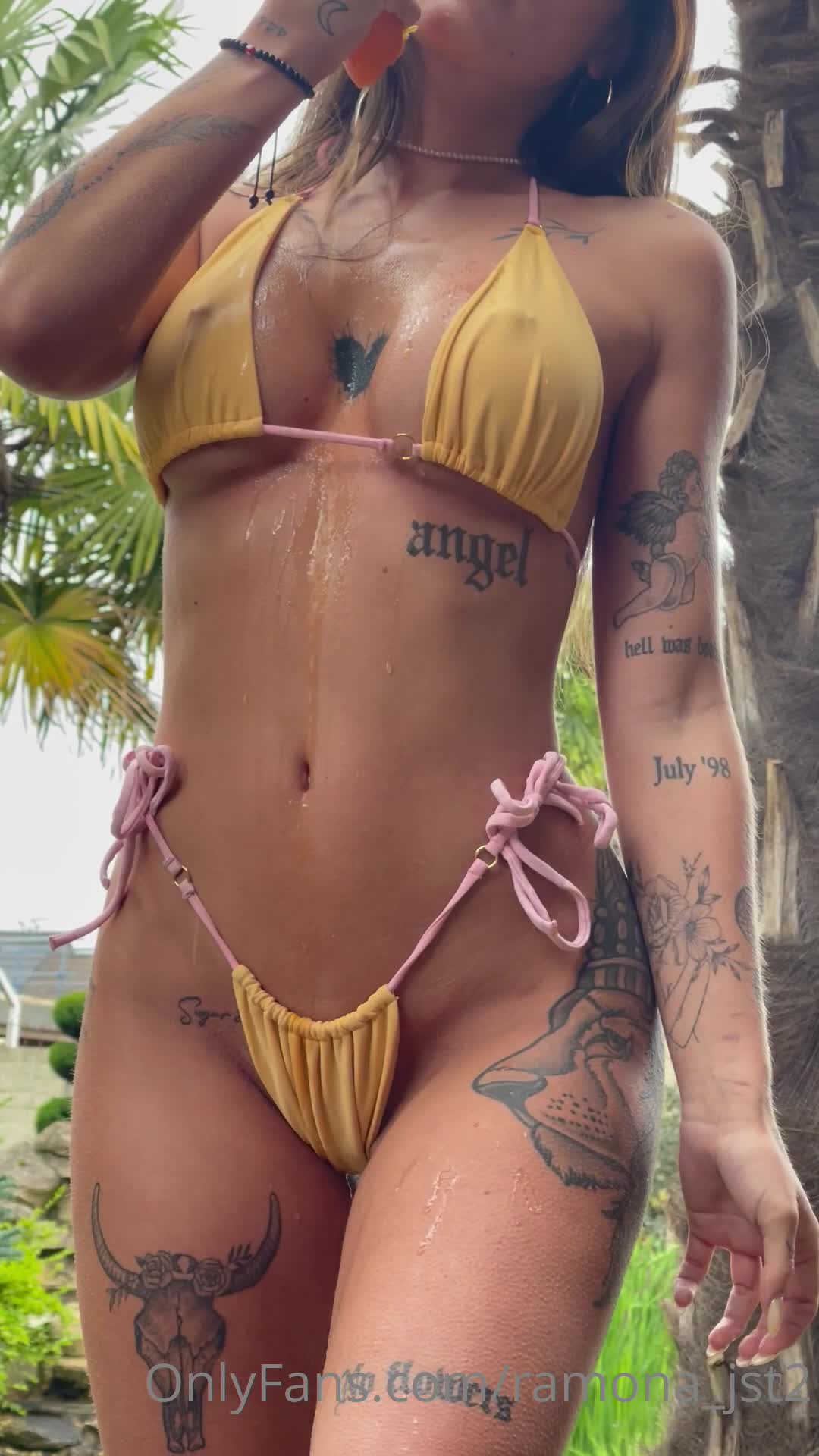 Ramona_jst — Yellow Bikini Outdoors thumbnail